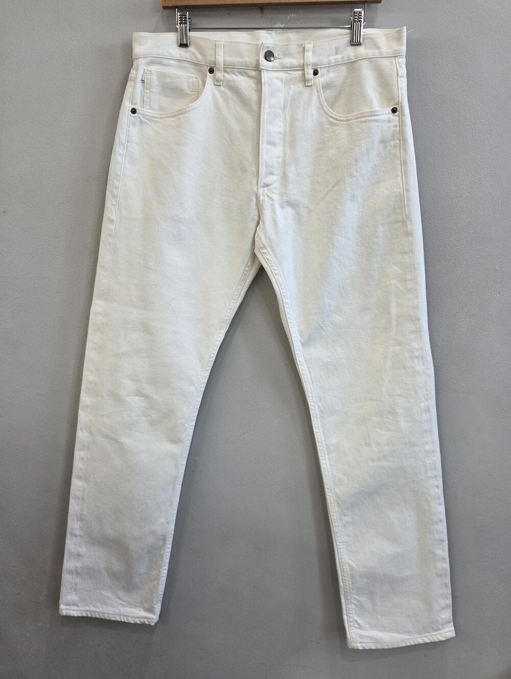 Saman Amel Selvedge White Jeans Size W36 L31 Made In Italy Button Fly 5 Pocket